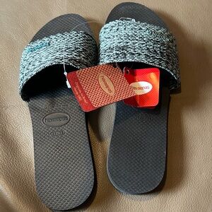 Havaianas Women’s Black Slide Sandals with Heathered Strap